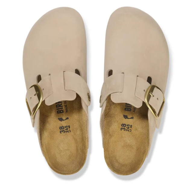 Birkenstock boston big buckle nubuck geen dames 1028052 narrow large