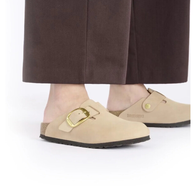 Birkenstock boston big buckle nubuck geen dames 1028052 narrow large