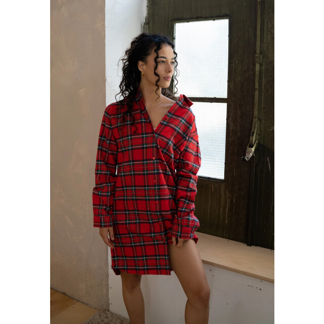 By Louise Dames pyjama nachthemd flanel geruit BL-228-00-M/BL-282-02 large