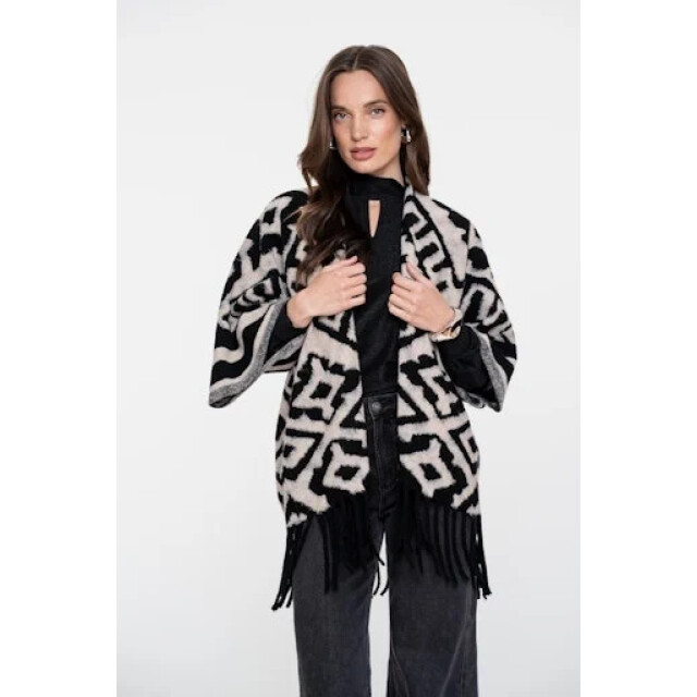 Geisha 55537-70 999 poncho jacquard black/sand 55537-70 999 large