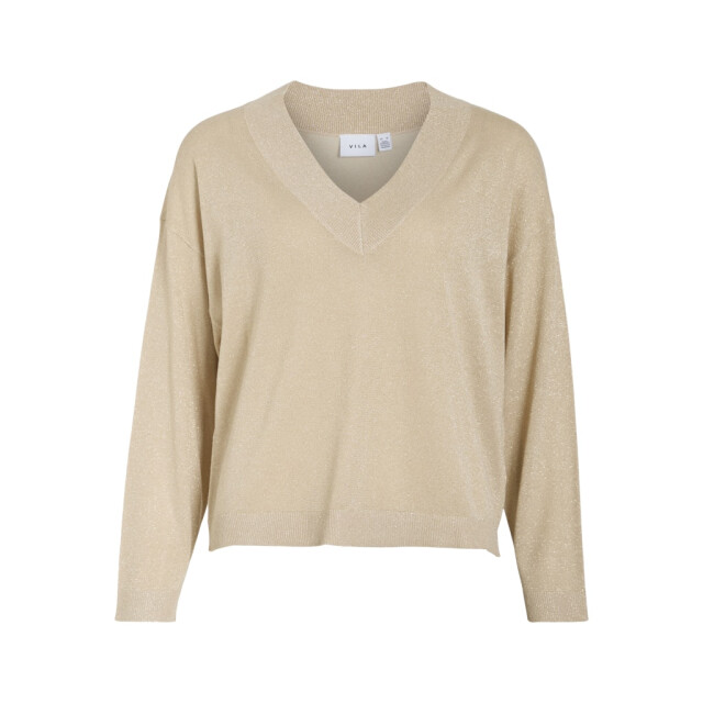 Vila Viginny v-neck ls glitter knit toppb zand 4219.04.0005 large