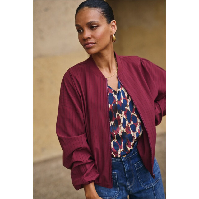 Studio Anneloes Storm stripe bomber jacket bordeaux 4279.47.0016 large
