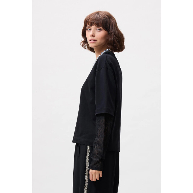 Catwalk Junkie 2504020402 loose fit tshirt with lace sleeves 2504020402 Tshirt with lace sleeves large