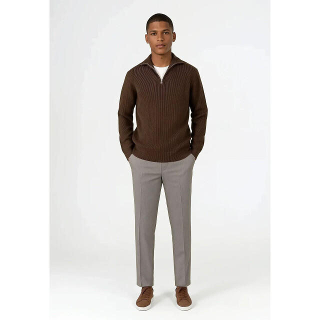 Ciszere Reuben knitted half zip mocha brown 40053-064 large