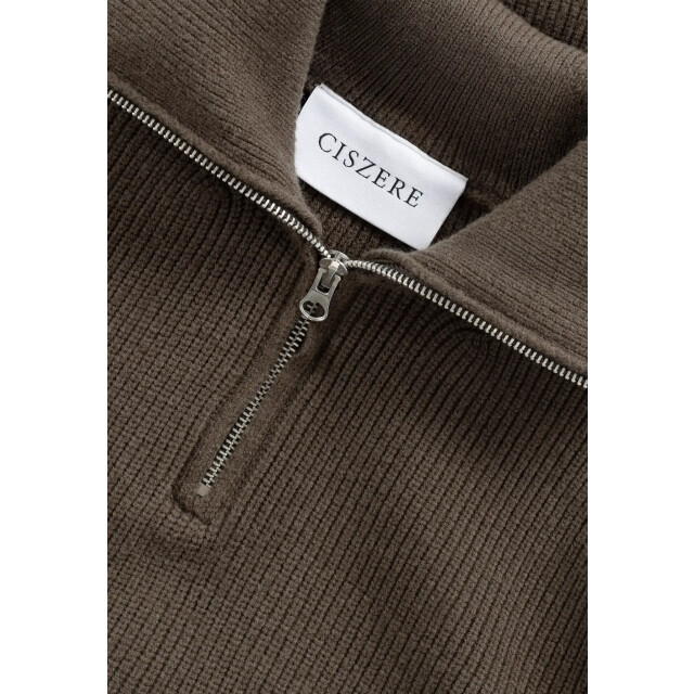 Ciszere Reuben knitted half zip mocha brown 40053-064 large