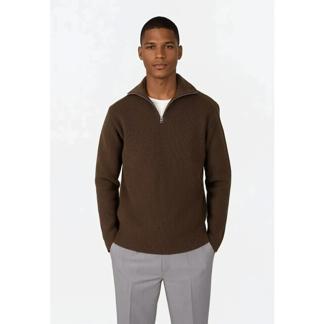 Ciszere Reuben knitted half zip mocha brown 40053-064 large