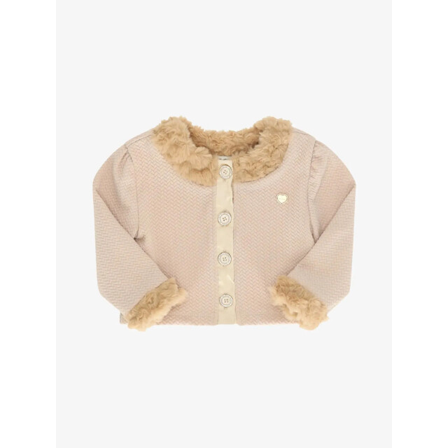 Le Chic Meisjes vest orleany fur-edged cafe au lait C508-7315-432 large