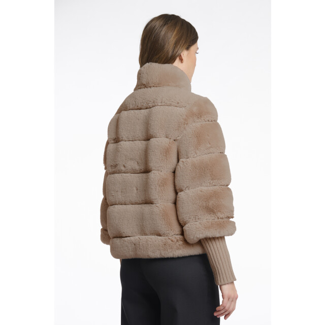 Rino & Pelle faux fur knitted jacket with knitted sleeves feline.7002512 toffee 06111.829.0072 large