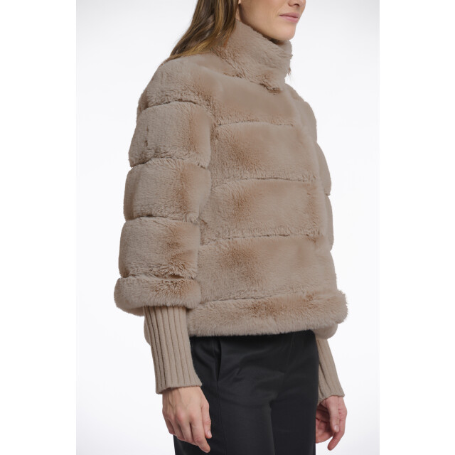 Rino & Pelle faux fur knitted jacket with knitted sleeves feline.7002512 toffee 06111.829.0072 large