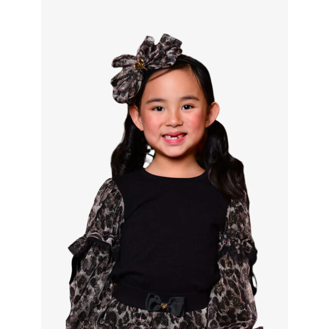 Angels Face Meisjes haarband gladys bow zwart GLADYS-BOW-ALICEBAND-BLACK-LEOPARD large