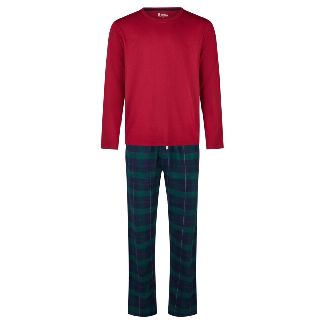Happy Shorts Heren kerst pyjama set shirt + broek giftbox rood/groen geruit flanel HS-1275 large