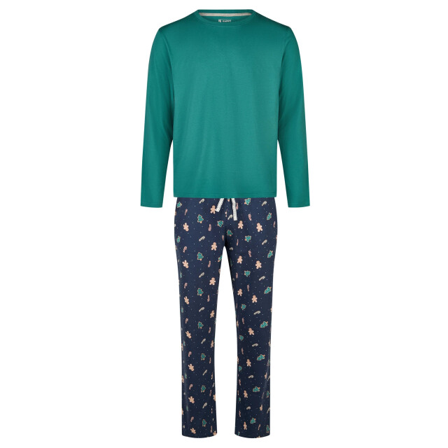 Happy Shorts Heren kerst pyjama set shirt + broek giftbox groen/blauw kerstprint HS-1274 large