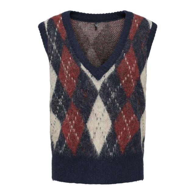 Only Onlnoeme life sl jq vest v-neck knt night sky/red 15353229-194962001 large