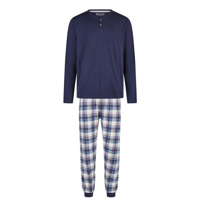 Phil & Co Heren pyjama set lang donkerblauw geruit PH-6100-02 large