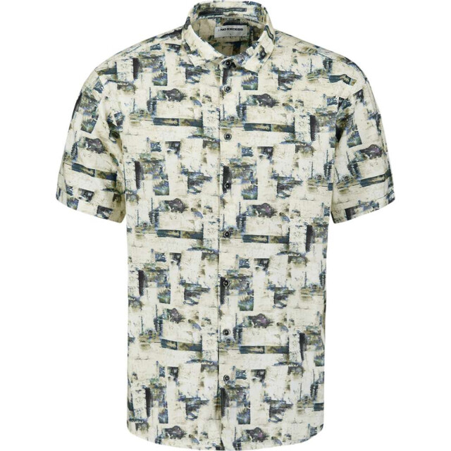 No Excess Shirt short sleeve allover printed blue 27490310-030 large