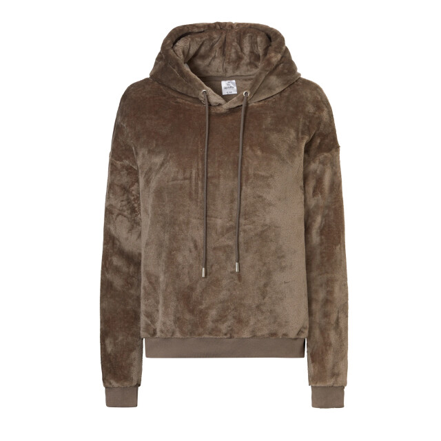 Apollo Dames huispak loungewear fleece incl capuchon donker 123956004-Donkerbruin large