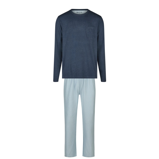 Phil & Co Heren pyjama set interlock donkerblauw/lichtblauw gestreept PH-6132-02 large
