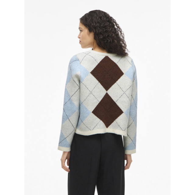 Vila Vikayla o-neck ls check knit cardibfs beige 4249.05.0040 large