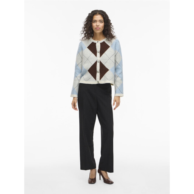 Vila Vikayla o-neck ls check knit cardibfs beige 4249.05.0040 large