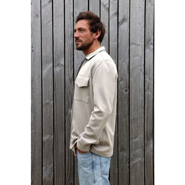 Kultivate 2501030211 luxury zip 297 bone white overshirt van tricot - kultiv 297 Bone White/2501030211 Luxury Zip large