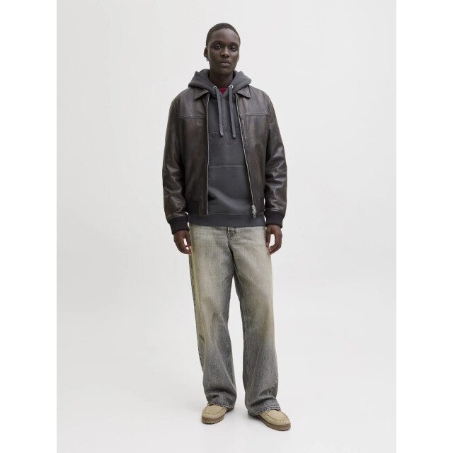 Jack & Jones Heren hoodie jorbleecker donker 12285796-Asphalt JJ large