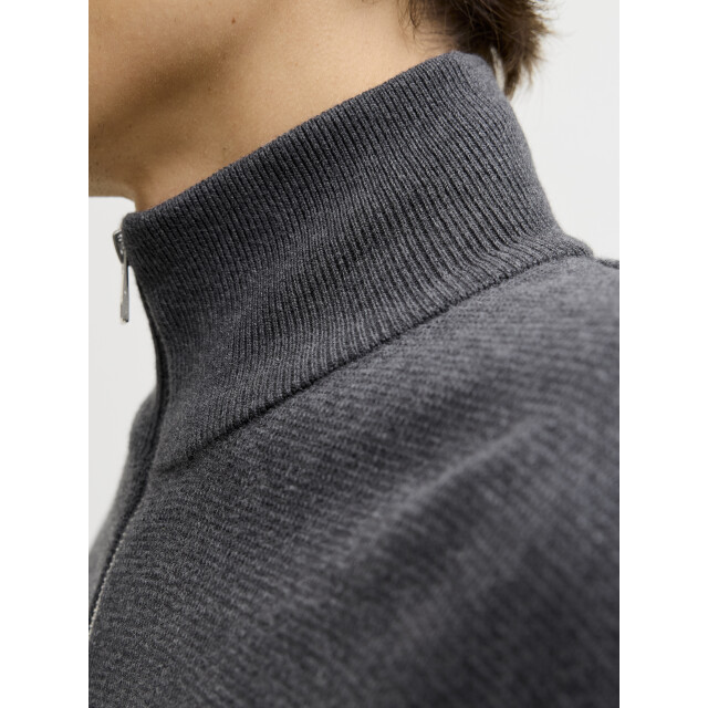 Jack & Jones jprblamilano stitch knit half zip s 12259664 dark grey melange 05711.970.0121 large