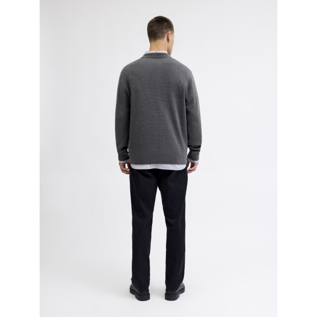 Jack & Jones jprblamilano stitch knit crew neck 12259666 dark grey melange 05711.970.0120 large