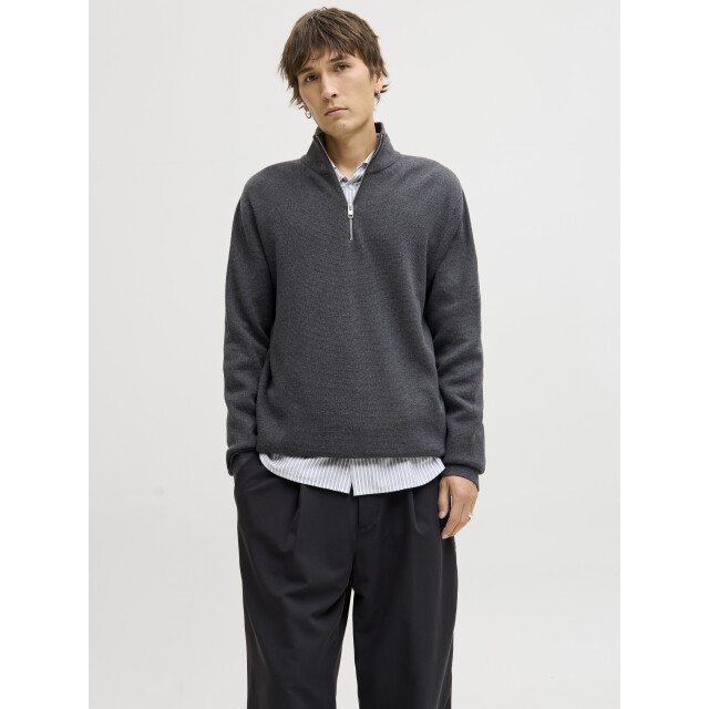 Jack & Jones jprblamilano stitch knit half zip s 12259664 dark grey melange 05711.970.0121 large