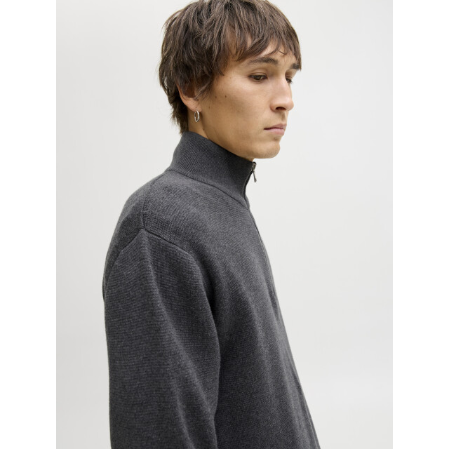 Jack & Jones jprblamilano stitch knit half zip s 12259664 dark grey melange 05711.970.0121 large