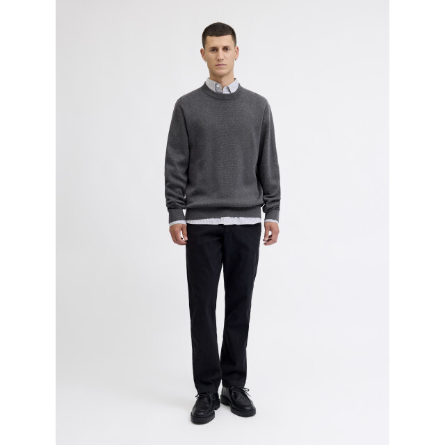 Jack & Jones jprblamilano stitch knit crew neck 12259666 dark grey melange 05711.970.0120 large