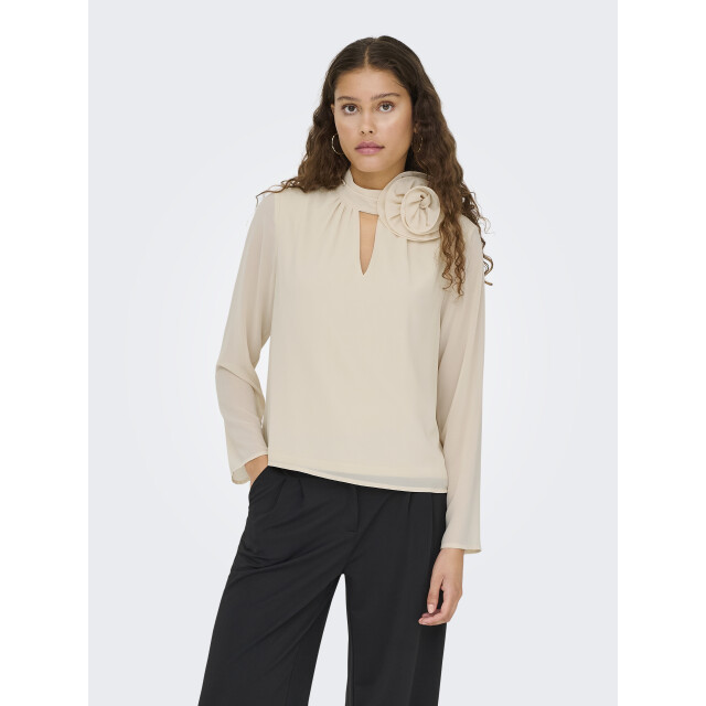 Jacqueline de Yong nomi l/s high neck rose top wvn 15361373 whitecap gray 06615.100.0215 large