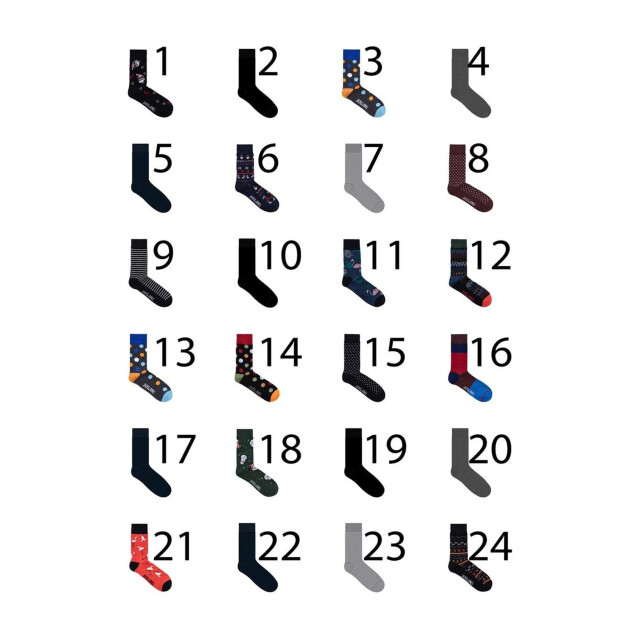 Jack & Jones Heren sokken adventskalender 24-paar giftbox kerst 12180972-AW25 large