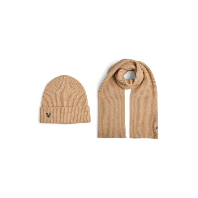 Pieces Dames wintermuts + sjaal gebreid pcniva giftbox beige 17161249 large