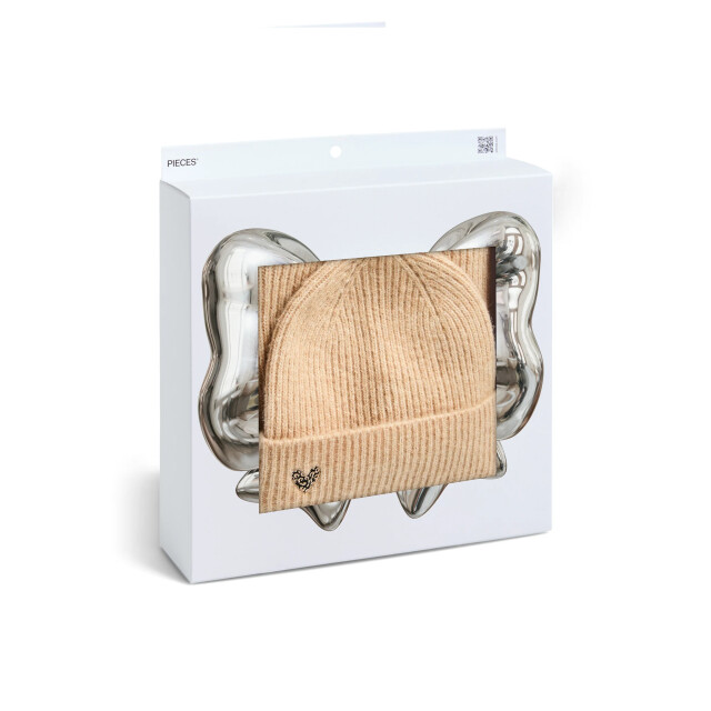 Pieces Dames wintermuts + sjaal gebreid pcniva giftbox beige 17161249 large