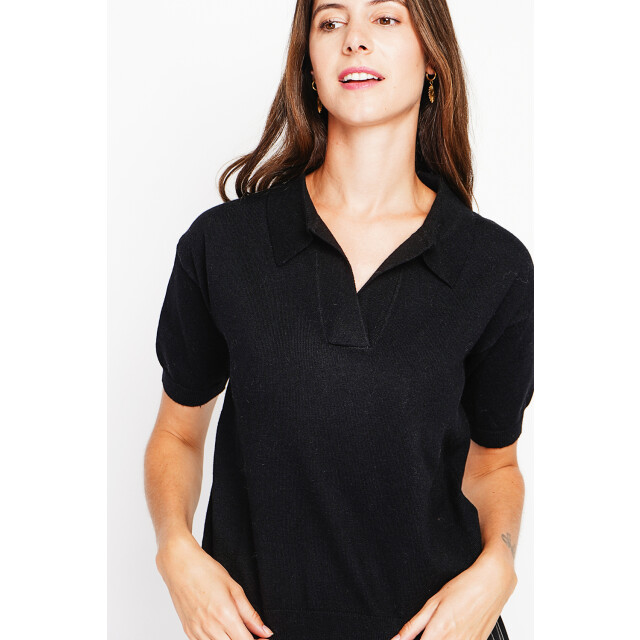William de Faye Ribbed polo noir WF2707_Black large