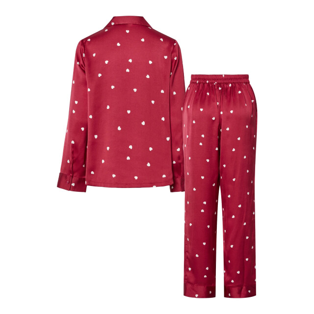 Pieces Dames pyjama set pcjytte hartjes satijn nachtset 17159924-Savvy Red Hearts large