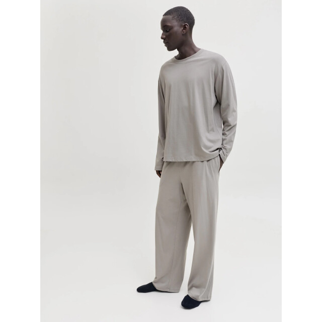 Jack & Jones Heren lounge pyjama set lang jacalfred effen 12296362-Gray Flannel large