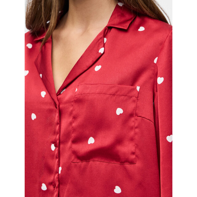 Pieces Dames pyjama set pcjytte hartjes satijn nachtset 17159924-Savvy Red Hearts large