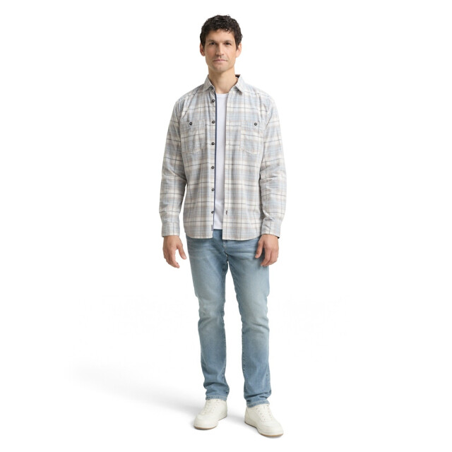 Tom Tailor Coruduroy check shirt ecru dessin 5309.08.0001 large