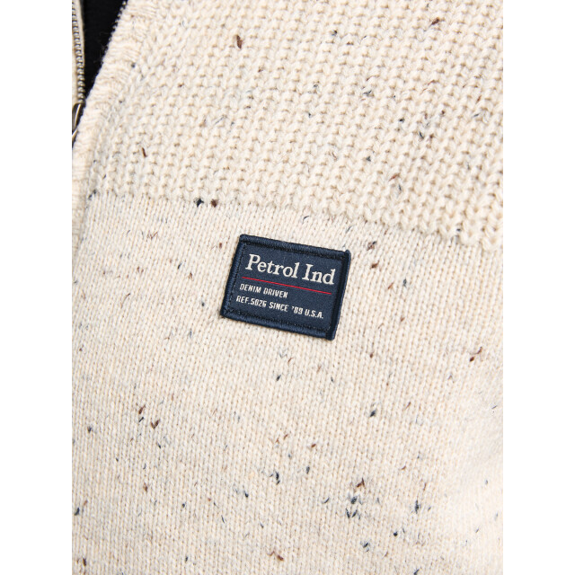 Petrol Industries men knitwear collar cardigan m-3050-kwc283 0009 antique white melee 05791.100.0020 large