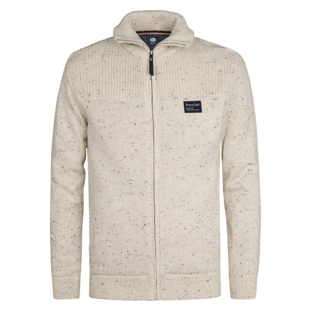 Petrol Industries men knitwear collar cardigan m-3050-kwc283 0009 antique white melee 05791.100.0020 large