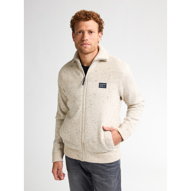Petrol Industries men knitwear collar cardigan m-3050-kwc283 0009 antique white melee 05791.100.0020 large