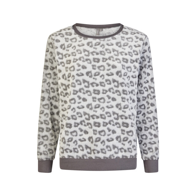 By Louise Dames huispak fleece broek + sweater grijs panterprint BL-6073-02 large