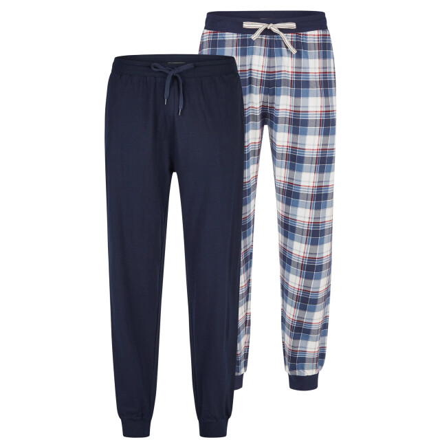 Phil & Co Heren pyjamabroek lang geruit/effen 2-pack PH-6169-02 large