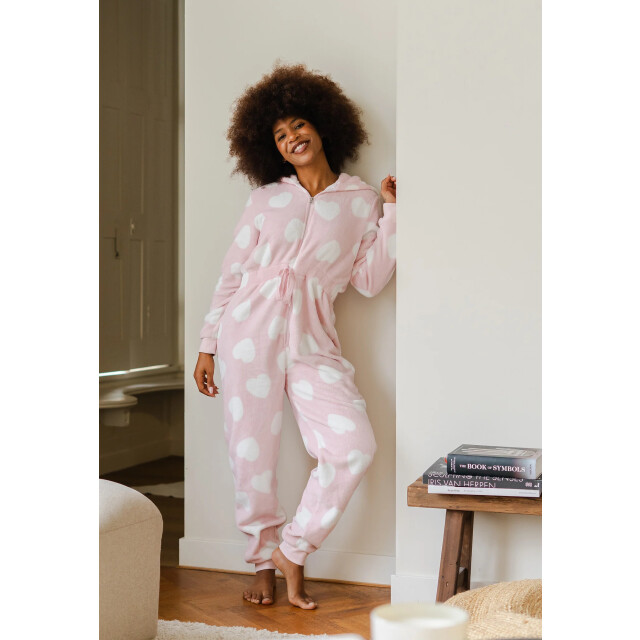 By Louise Dames huispak onesie fleece hartjes BL-6079-02 large
