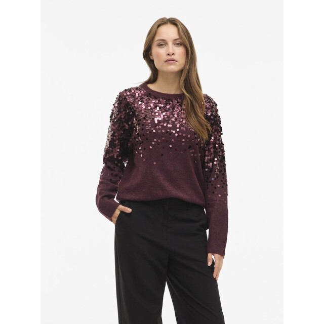 Vila Visiquin o-neck ls glitter knit top bordeaux 4219.47.0016 large