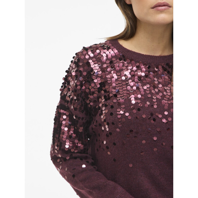 Vila Visiquin o-neck ls glitter knit top bordeaux 4219.47.0016 large