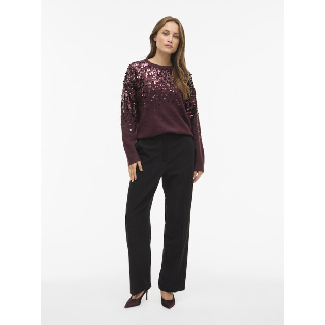 Vila Visiquin o-neck ls glitter knit top bordeaux 4219.47.0016 large