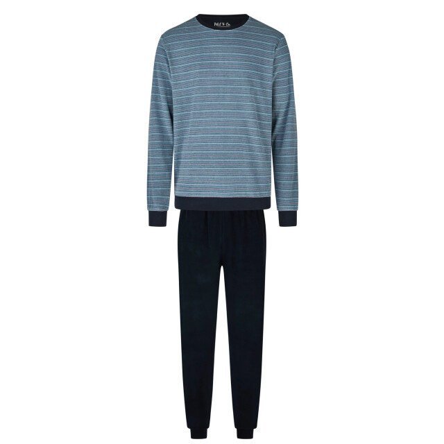 Phil & Co Heren winter pyjama set lang badstof licht/donker gestreept PH-6137-02 large