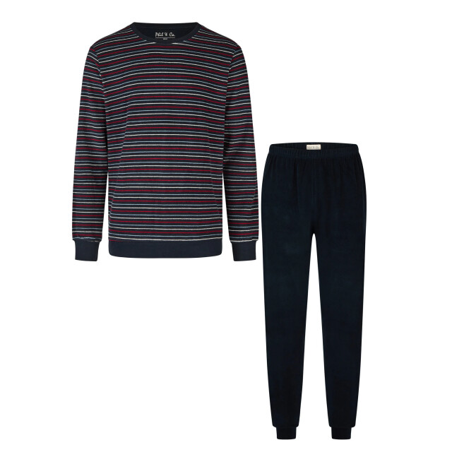 Phil & Co Heren winter pyjama set lang badstof donker gestreept PH-6136-02 large